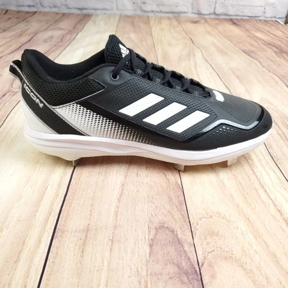 Adidas Icon 7 Baseball Cleats Mens 12.5 Black White Metal Low Top FZ1558 New - Picture 3 of 12